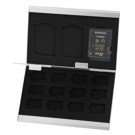 Memory Card Aluminum Case Box for 3 SD + 12 TF Cards - Silver - 1