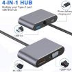USB C to HDMI VGA 4K Adapter Hub with USB 3.0 - Gray - 4