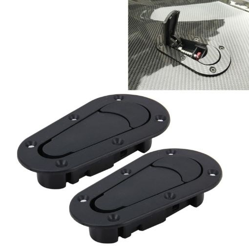 Carbon Fiber Car Hood Lock Pair - Racing Car Cover Lock (Black) - 1