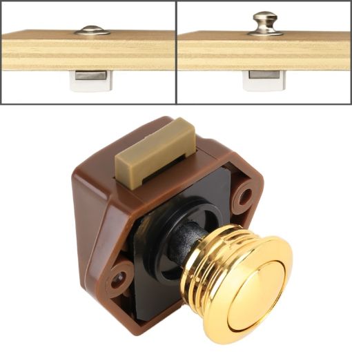 Gold Press Type Drawer Cabinet Catch Latch Release - RV/Yacht/Furniture - 1