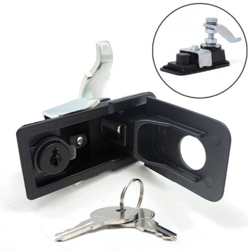 Adjustable Black Paddle Entry Door Latch & Keys - Trailer/Yacht/Truck - 1