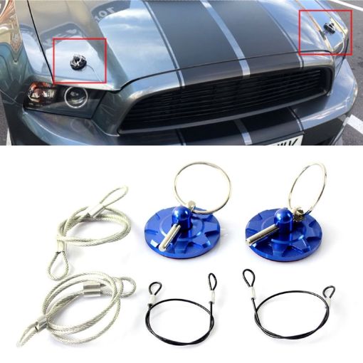 Blue Aluminum Engine Hood Lock Cover for Car Racing - 1