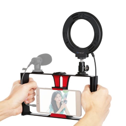 PULUZ 2 in 1 Vlogging Live Broadcast Smartphone Video Rig + LED Selfie Light Kit - 1