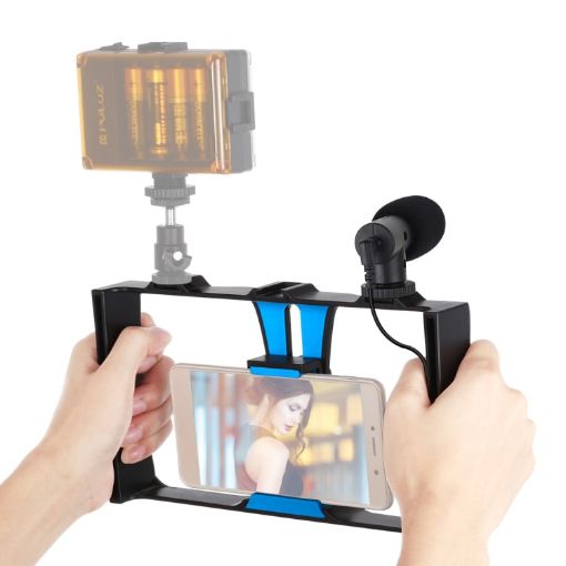 PULUZ 2 in 1 Smartphone Video Rig + Microphone Kit (Blue) - 1