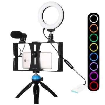 PULUZ 4-in-1 Vlogging Kit with RGBW Ring LED Selfie Light - Blue - 1