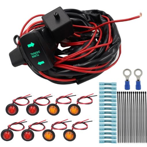 UTV/ATV Car Turn Signal Light Toggle Switch Kit - Vertical Green - 1