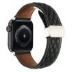 Apple Watch SE 2022 40mm Black Leather Band - Rhombus Pattern - 1