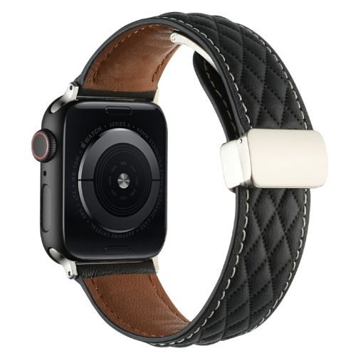 Apple Watch SE 2023 44mm Leather Band - Black - 1