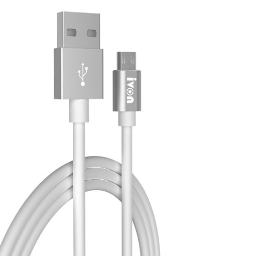 IVON CA73 2.4A Micro USB Fast Charging Data Cable 2m White - 1