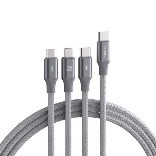 ROMOSS CB263N 1.5m PD20W Car Mobile Phone 3 In 1 TYPE-C Fast Charging Data Cable - 1