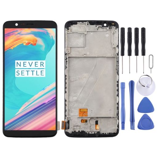 OnePlus 5T A5010 LCD Screen & Digitizer Assembly with Frame - Black - 1