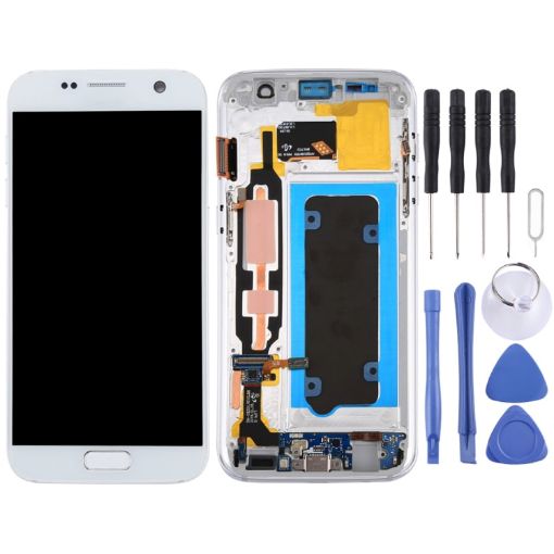 OLED LCD Screen for Galaxy S7/G930V Digitizer Full Assembly (White) - 1