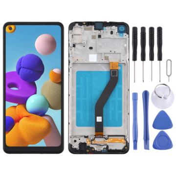 Samsung Galaxy A21 LCD Screen Digitizer Assembly with Frame - Black - 1