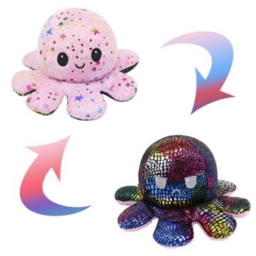 Picture of Flipped Octopus Doll Double-Sided Flipping Doll Plush Toy (Sequined Black + Star Pink)
