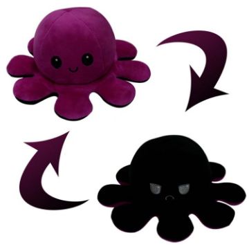 Picture of Flipped Octopus Doll Double-Sided Flipping Doll Plush Toy (Purple+Black)