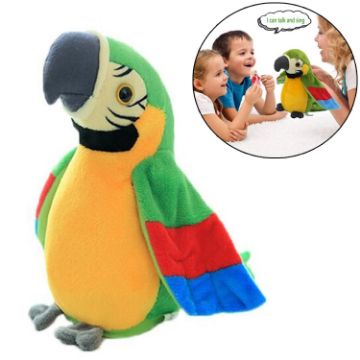 Picture of Plush Toy Parrots Recording Talking Parrots Will Twist the Fan Wings Children Toys, Size:Height 18cm (Green)