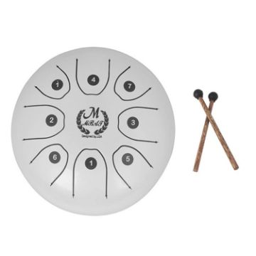Picture of MEIBEITE 5.5-Inch C-Tune Sanskrit Drum Steel Tongue Empty Worry-Free Drum (White)