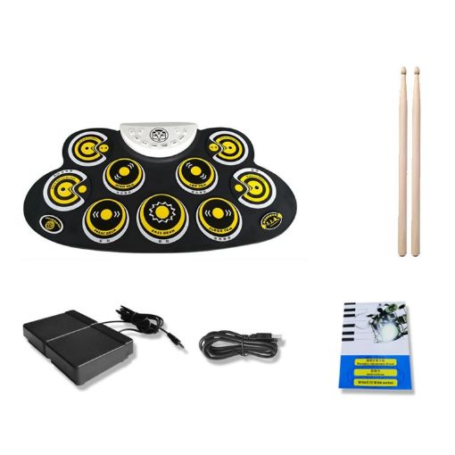 Children Hand Roll Electronic Drum DTX Game Portable Drum Yellow - 1