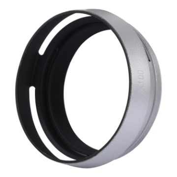 49mm Metal Vented Lens Hood for Fujifilm X100 Silver - 1