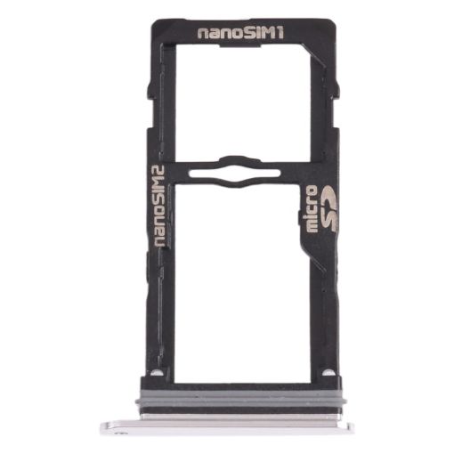 Nano SIM Card Tray + Micro SD Card Tray for LG G8S ThinQ - Silver - 1