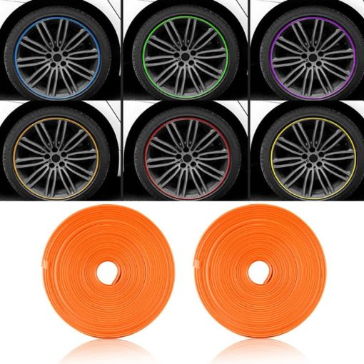 2 Rolls Car Wheel TPE Protection Ring Bumper Decoration - Orange - 1