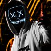 LED Halloween Festival Party X Face Seam Mouth Mask Green Orange - 5