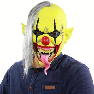 Halloween Festival Party Latex Green Face Clown Frightened Mask - 1