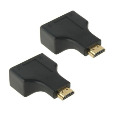 30m HDMI to Dual Port RJ45 Network Cable Extender Over Cat 5e/6 - 1