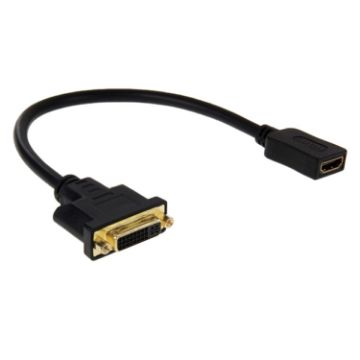 30cm HDMI Female to DVI 24+5 Pin Female Adapter Cable - Black - 1
