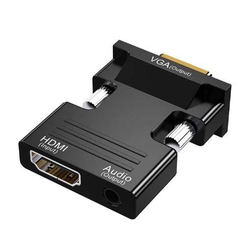 HDMI Female to VGA Male Adapter with Audio - Black - 1