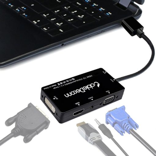 Cabledeconn D0407 HDMI VGA DVI Cable - Black - 1