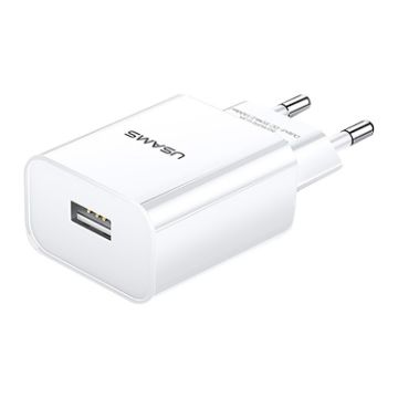 USAMS US-CC075 T18 2.1A Single USB Travel Charger EU Plug White - 1
