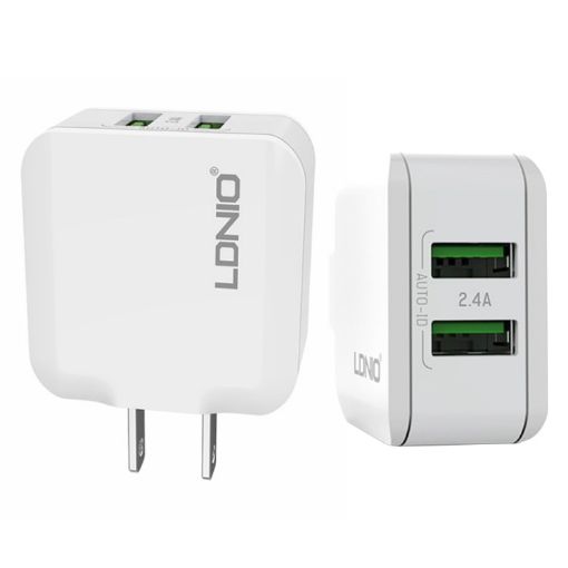 LDNIO A2201 Dual USB Charger with 8 Pin Data Cable - 1