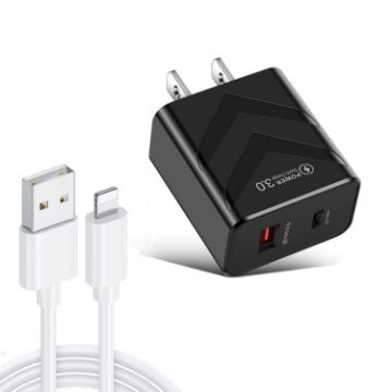 20W PD + QC 3.0 Dual Ports Fast Charger with USB to 8 Pin Cable - 1