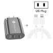 40W Dual Port PD/Type-C Fast Charger with USB-C to 8 Pin Data Cable - 3