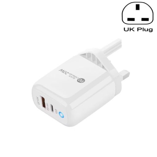 PD04 PD20W Type-C + QC18W USB Mobile Phone Charger, UK Plug - 1