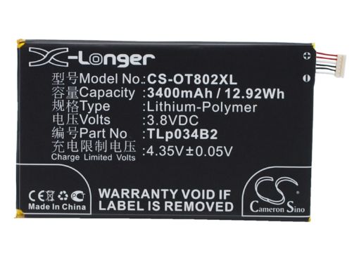 Battery for Tcl Y910T Y910 N3Y910T TLp034B1 TLp034B2 - 1