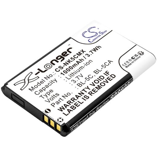 Nokia Battery BL-5C BL-5CA for X2-05 X2-01 N-Gage N91 N72 E60 C2-07 - 1