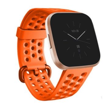 Fitbit Versa 2 Small Orange Silicone Watch Band - Breathable - 1
