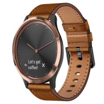 Garmin Vivomove HR 20mm Leather Watch Band - Red Brown - 1