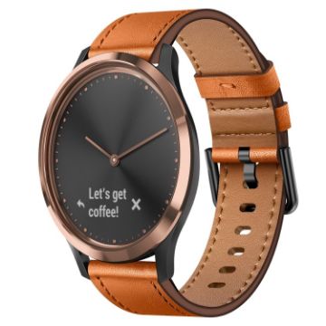 Garmin Vivomove HR 20mm Leather Watch Band - Brown - 1