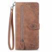 OnePlus Nord N30 SE Brown Leather Phone Case - Embossed Flower Zipper - 2
