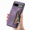 Google Pixel 6 Retro Leather Zipper Wallet Back Phone Case - Purple - 6
