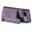 Google Pixel 7a Retro Leather Zipper Wallet Back Phone Case Purple - 3