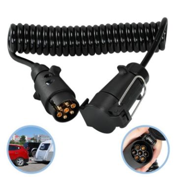 7 Core To 7 Pin Car Trailer Connector With 2m PU Spring Wire - 1