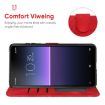 Sony Xperia 10 II Red Leather Phone Case - Geometric Lines - 4