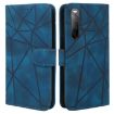 Sony Xperia 10 II Blue Leather Phone Case - Geometric Lines - 2