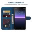 Sony Xperia 10 II Blue Leather Phone Case - Geometric Lines - 3