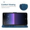 Sony Xperia 10 II Blue Leather Phone Case - Geometric Lines - 4