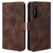 Sony Xperia 1 II Brown Leather Phone Case - Geometric Lines - 2